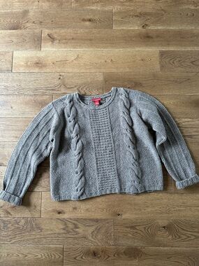 Sundance 100% Lambswool Cable Knit Brown Sweater